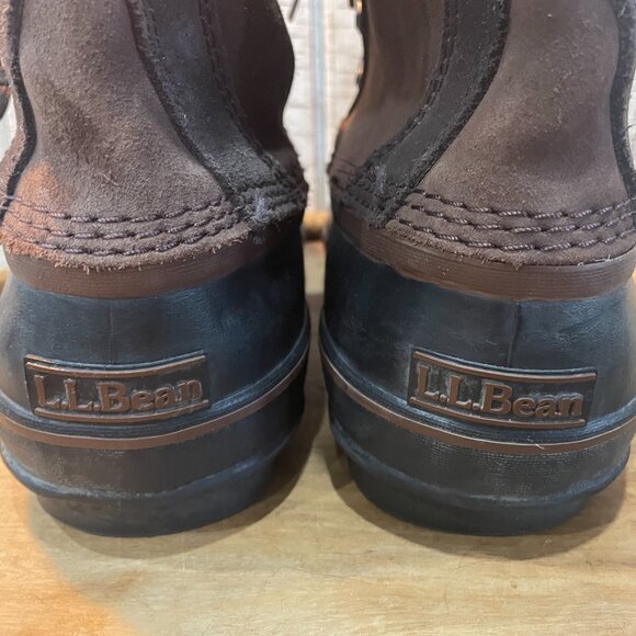 Vtg L.L.Bean Brown Leather Felt Lined Duck Chore Hunt Winter Boots 12 - Picture 5 of 8